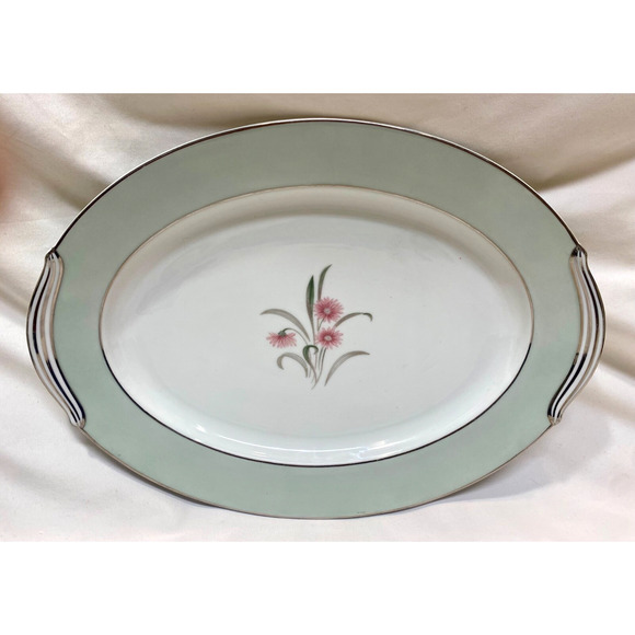 Noritake Porcelain China Regina w/Platinum Large Platter 13.5"x10" - Picture 5 of 10